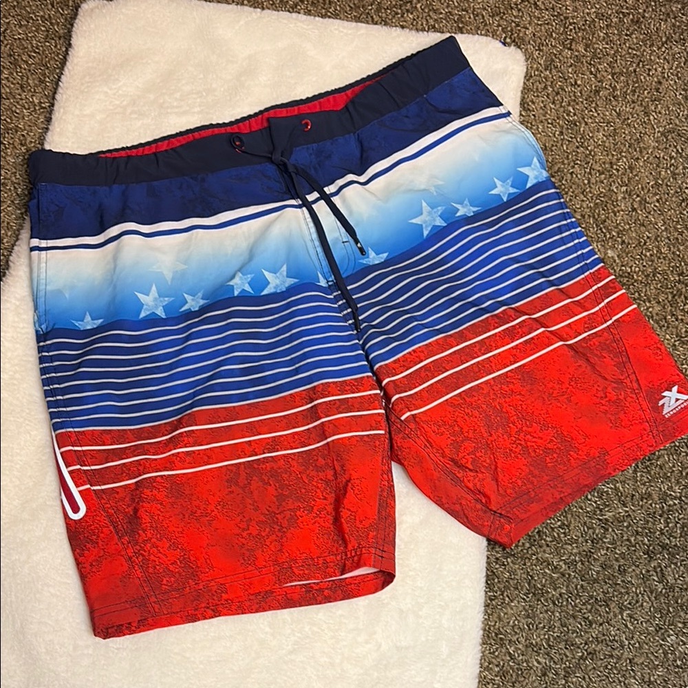 ZeroXposur Red and Blue Board Shorts Swim